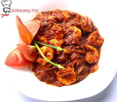 Udang Masak Sambal Pedas or Spicy Prawn Sambal - Malay Style (3 PAX)